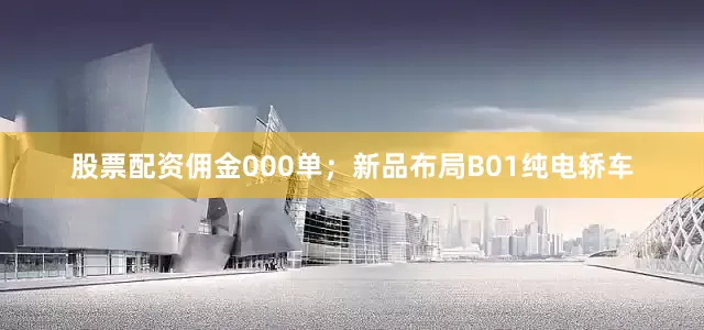股票配资佣金000单；新品布局B01纯电轿车