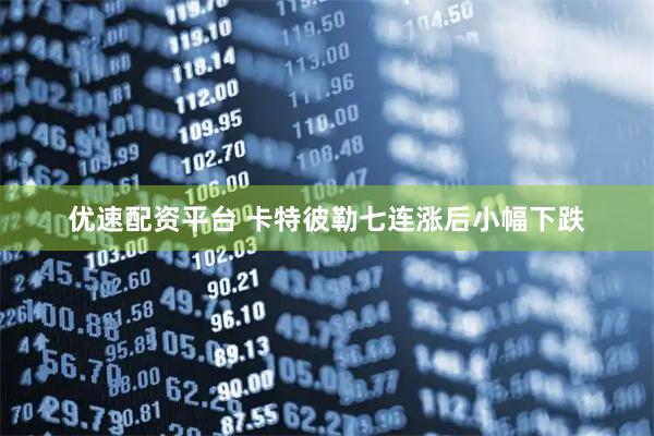 优速配资平台 卡特彼勒七连涨后小幅下跌