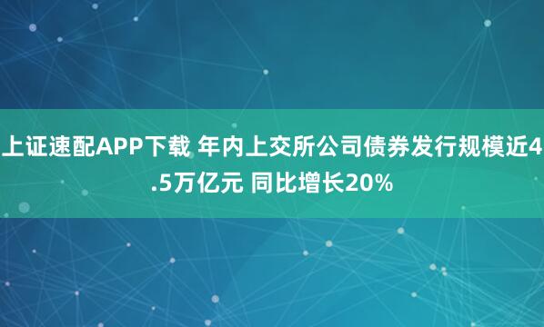 上证速配APP下载 年内上交所公司债券发行规模近4.5万亿元 同比增长20%